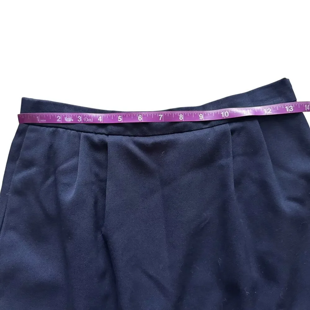 VTG Land's End Vintage 100% Wool Pencil skirt Women's Sz 6‎ Navy Blue Preppy